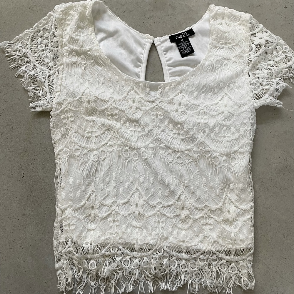 White crochet style top